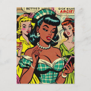Retro Girls Comic Postkarte