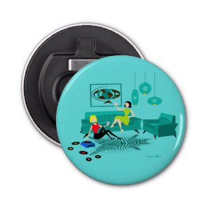 Retro Girls' Night in Button Bottle Opener Flaschenöffner