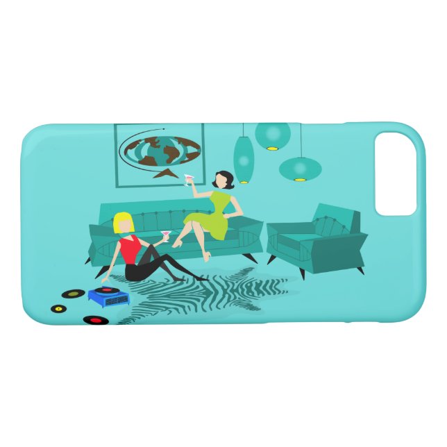 Retro Girl's Night in iPhone Case (Rückseite (Horizontal))