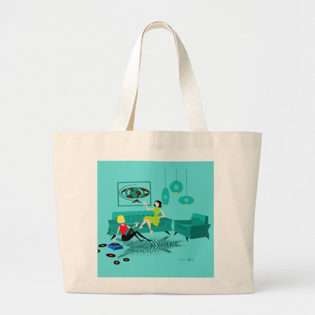 Retro Girls' Night in Jumbo Tote Bag Stoffbeutel (Vorne)