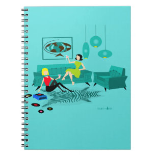 Retro Girl's Night in Spiral Notebook Notizblock