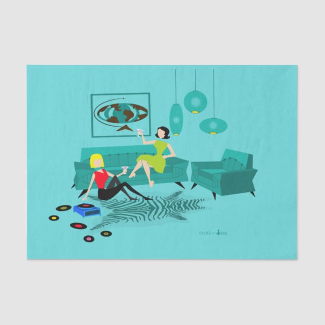 Retro Girl's Night-in-Tissue Seidenpapier (Vorderseite)