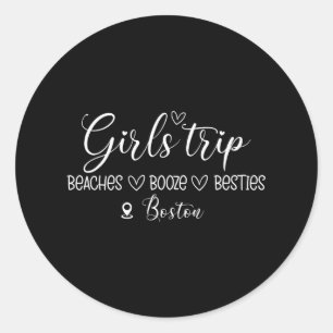 Retro Girls Reise Boston Ausflug Strände Runder Aufkleber