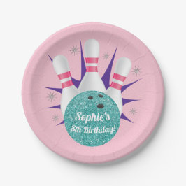 Retro Girls Tenpin Bowling Party Pappteller