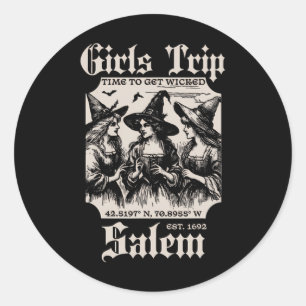 Retro Girls Trip Salem 1692 sie vermissten eine He Runder Aufkleber