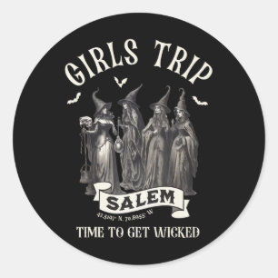 Retro Girls Trip Salem 1692 sie vermissten eine He Runder Aufkleber