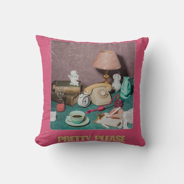 Retro Girly "Hübsche Bitte" Print | Vintag Kissen (Vorderseite)