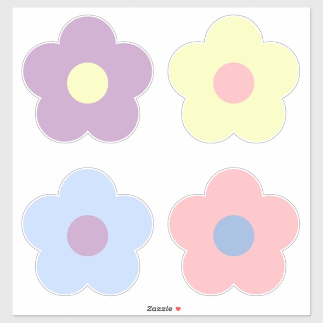 Retro Girly Niedlich Pastel Cartoon Blume Aufkleber (Blatt)