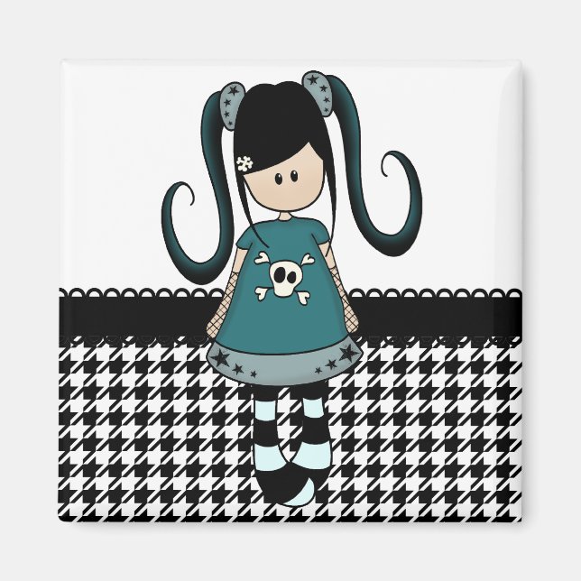 Retro Girly Rag Doll Magnet (Vorne)
