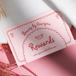 Retro Girly Red Pink Hand Drawn Whimsical Boho Treuekarte