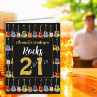 Retro Gitarre 21. Geburtstag Schwarz und Gold