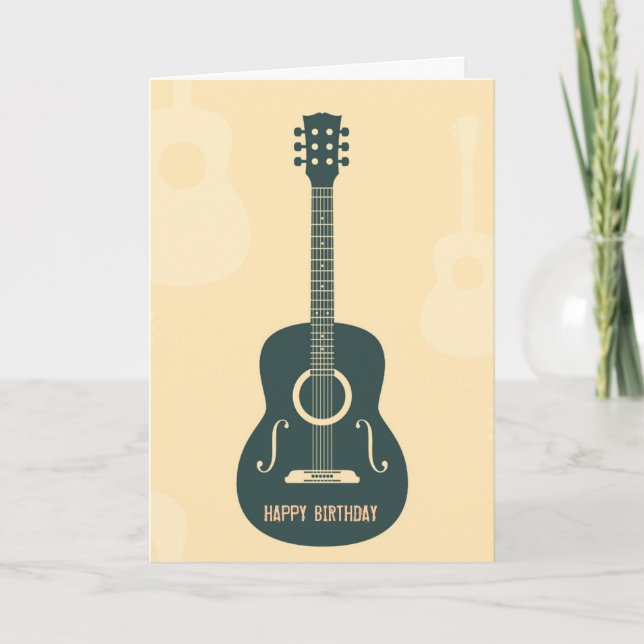 Retro Gitarre akustische Musik Happy Birthday Karte (Vorderseite)