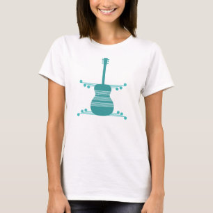 Retro Gitarre Frauen Shirt, Aquamarin T-Shirt