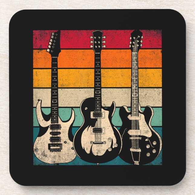 Retro Gitarre  Getränkeuntersetzer (Vorderseite)