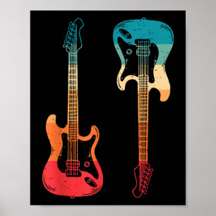Retro Gitarre Gitarrist Electric Bass Gitarre Rock Poster