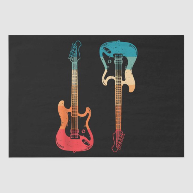 Retro Gitarre Gitarrist Electric Bass Gitarre Rock Seidenpapier (Vorderseite)