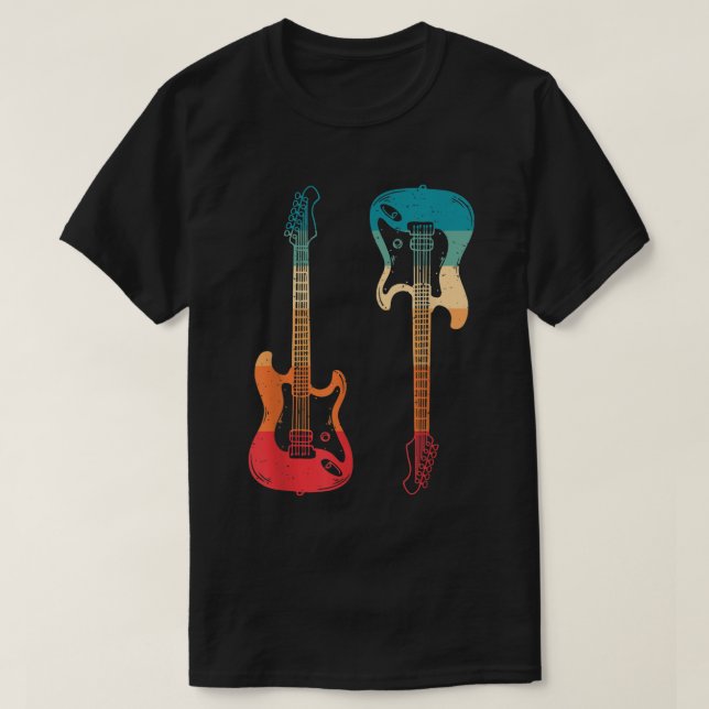 Retro Gitarre Gitarrist Electric Bass Gitarre Rock T-Shirt (Design vorne)