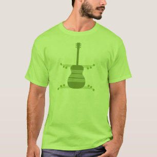 Retro Gitarre Männer Shirt, Olive Green T-Shirt