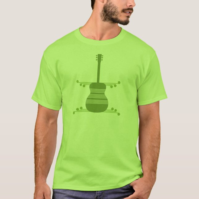 Retro Gitarre Männer Shirt, Olive Green T-Shirt (Vorderseite)