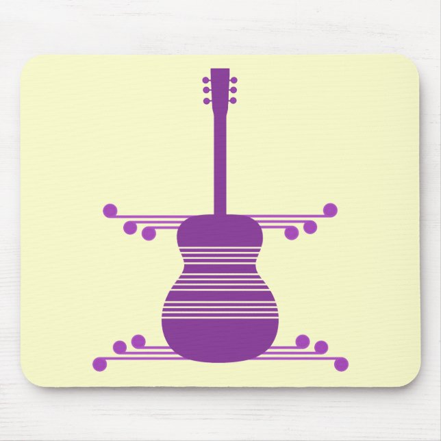 Retro Gitarre Mousepad, Lila Mousepad (Vorne)