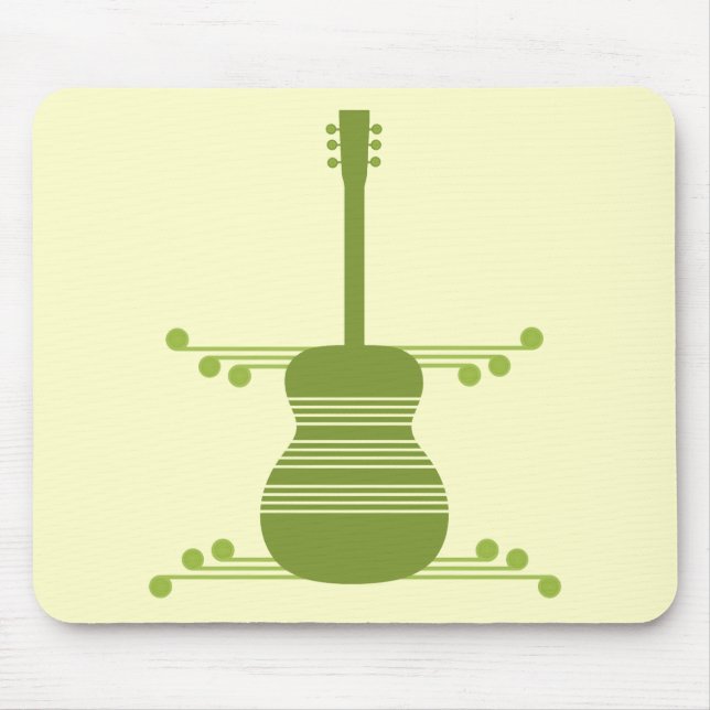 Retro Gitarre Mousepad, Olive Green Mousepad (Vorne)