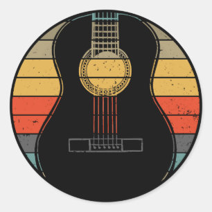 Retro-Gitarre Runder Aufkleber