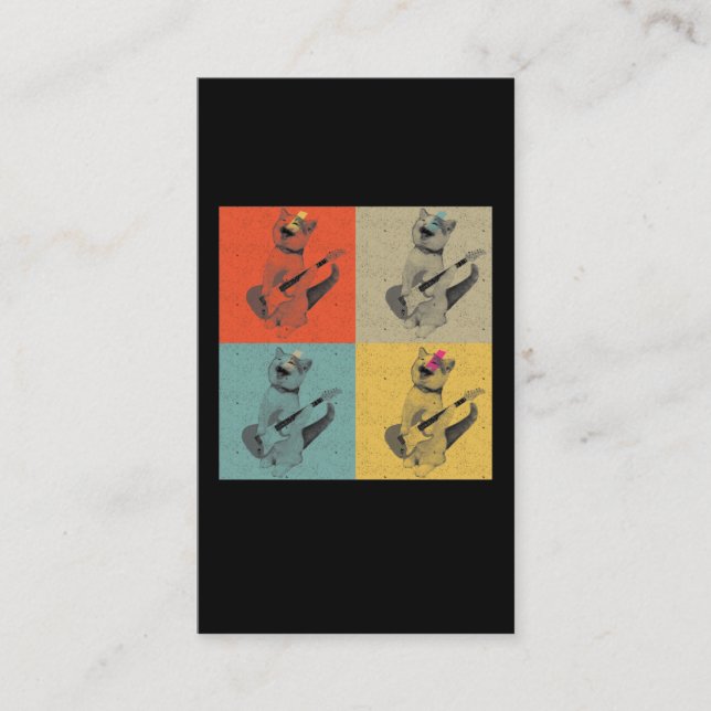 Retro Gitarre spielt Cat Vintag Guitarrist Visitenkarte (Vorderseite)