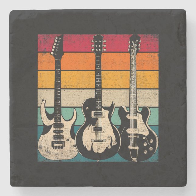 Retro Gitarre  Steinuntersetzer (Vorderseite)