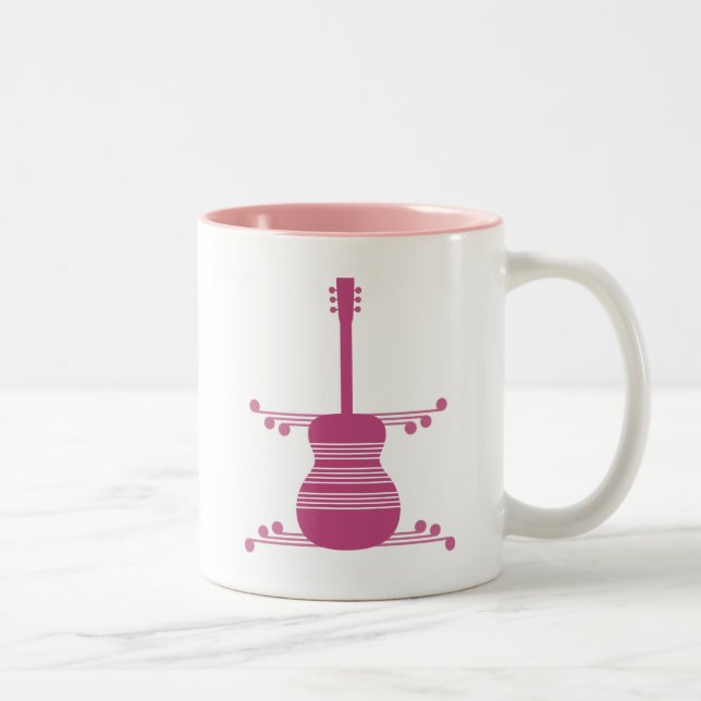Retro Gitarre Tasse, Magenta Zweifarbige Tasse (Rechts)