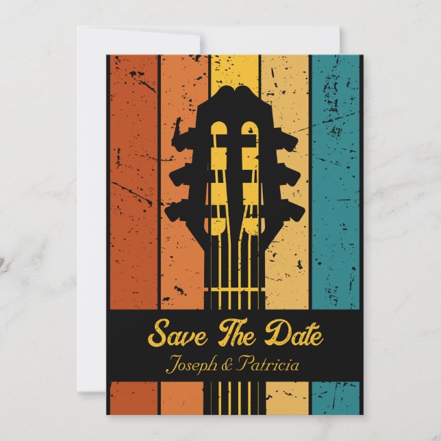 Retro Gitarre Vintage Gitarre Save the Date Einladung (Vorderseite)