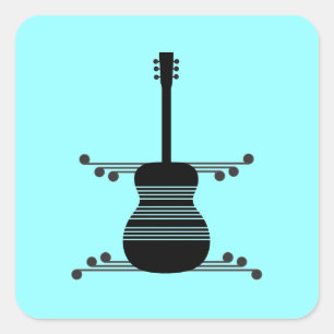 Retro-Gitarren-Aufkleber Quadratischer Aufkleber