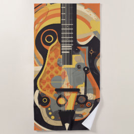 Retro-Gitarren-Illustration Strandtuch