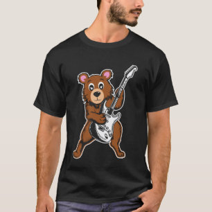 Retro-Gitarren-Rockmusik des süßen braunen Bären T-Shirt
