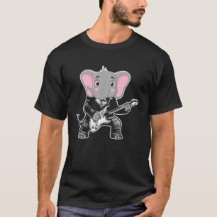 Retro-Gitarren-Rockmusik des süßen Elefanten T-Shirt