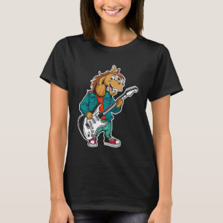 Retro-Gitarren-Rockmusik des süßen Pferdes T-Shirt