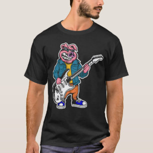 Retro-Gitarren-Rockmusik von Cute Pig 1 T-Shirt