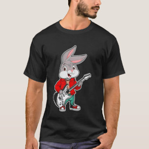 Retro-Gitarren-Rockmusik von süßem Kaninchen T-Shirt