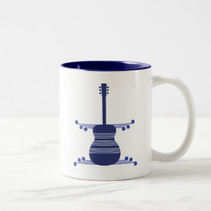 Retro Gitarren-Tasse, Marine-Blau Zweifarbige Tasse