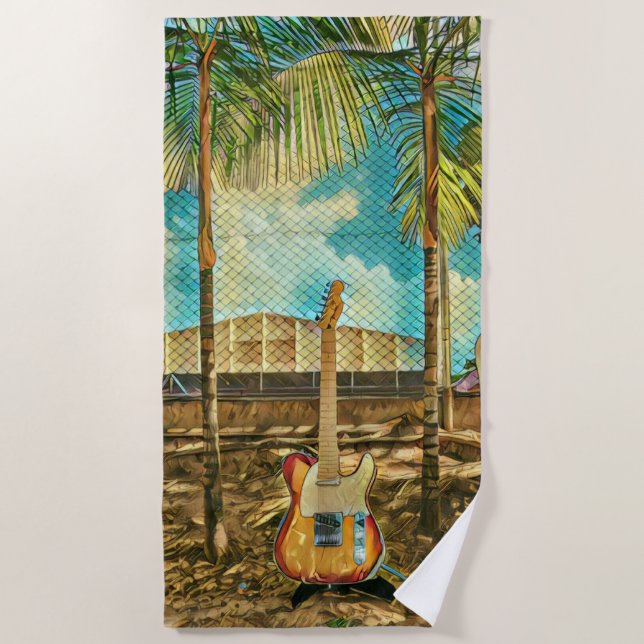 Retro-Gitarrengeschenk Strandtuch (Vorderseite)