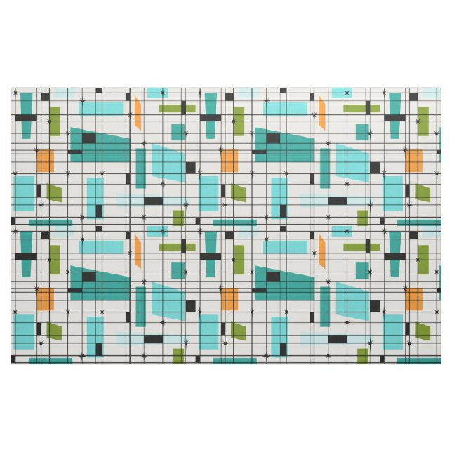 Retro Gitter-u. Sternexplosion-Gewebe Stoff (Fat Quarter (45,7 x 55,9 cm))