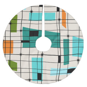 Retro Gitter-u. Sternexplosion-Weihnachtsbaum-Rock Polyester Weihnachtsbaumdecke