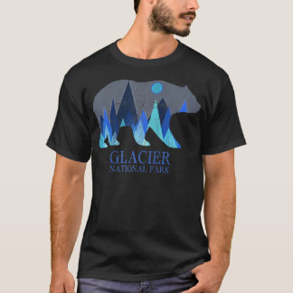Retro Glacier Grizzle Bear Glacier National Park R T-Shirt