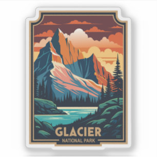 Retro Glacier Nationalpark Aufkleber