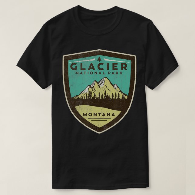 Retro Glacier Nationalpark Montana T-Shirt (Design vorne)