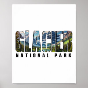 Retro Glacier-Nationalpark Outdoor-Wander-Camping Poster