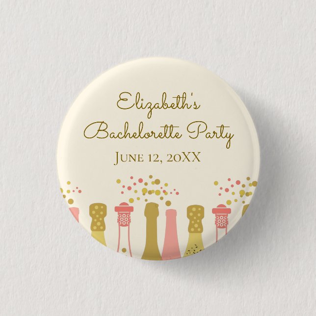 Retro Glam Champagner-Junggeselinnen-Abschied der  Button (Vorderseite)