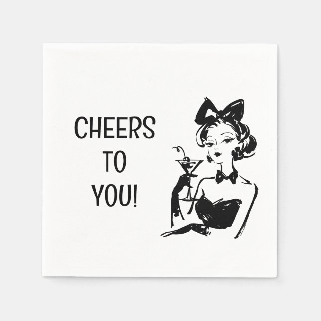 Retro Glam Martini Diva Design Serviette (Vorderseite)