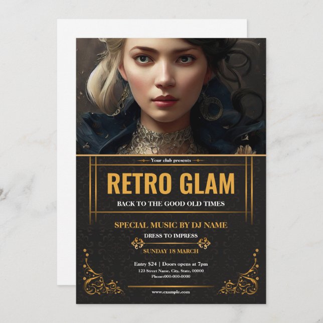 Retro Glam Party Flyer Template (Vorne/Hinten)