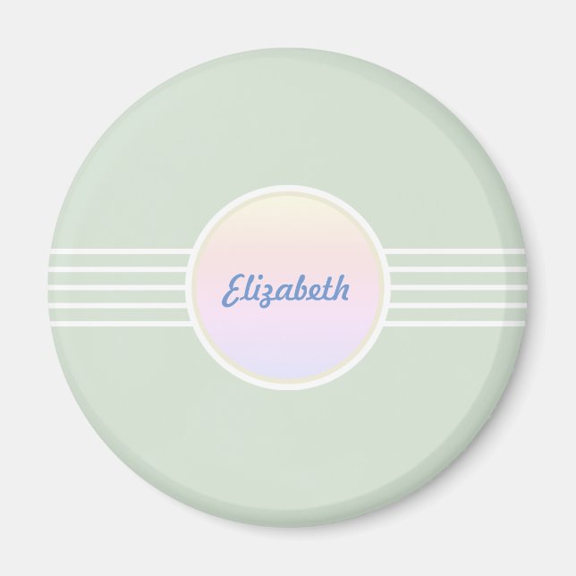 Retro Glam Personalisiert Mint Green und Opal Magnet (Vorne)