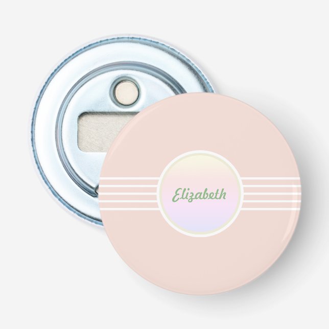 Retro Glam Personalisiert Pastel Coral Pink und Op Flaschenöffner (Vorderseite)